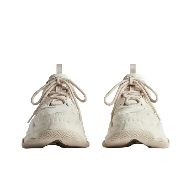 Balenciaga Triple S Low Top Chunky Sneakers Women's Ecru-3