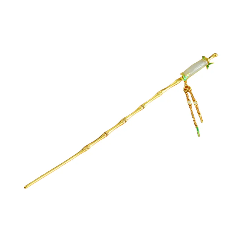 Jade Charm Yao Hetian Jade Hairpin White Jade/Pale Greenish White Jade Women's-0