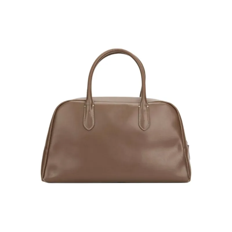 NOTHING WRITTEN Cow Leather Handbag Medium Size Women's Brown-0