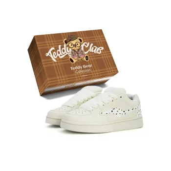 Teddy Bear Collection Slip Resistant Lightweight Coverage Low Top Skateboard Shoes Women's Sea Salt White Qiao
