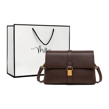 MILLIE'S Cow Leather Underarm Shoulder Bag, Crossbody Bag, Small Square Bag Regular Women's Ebony Coffee