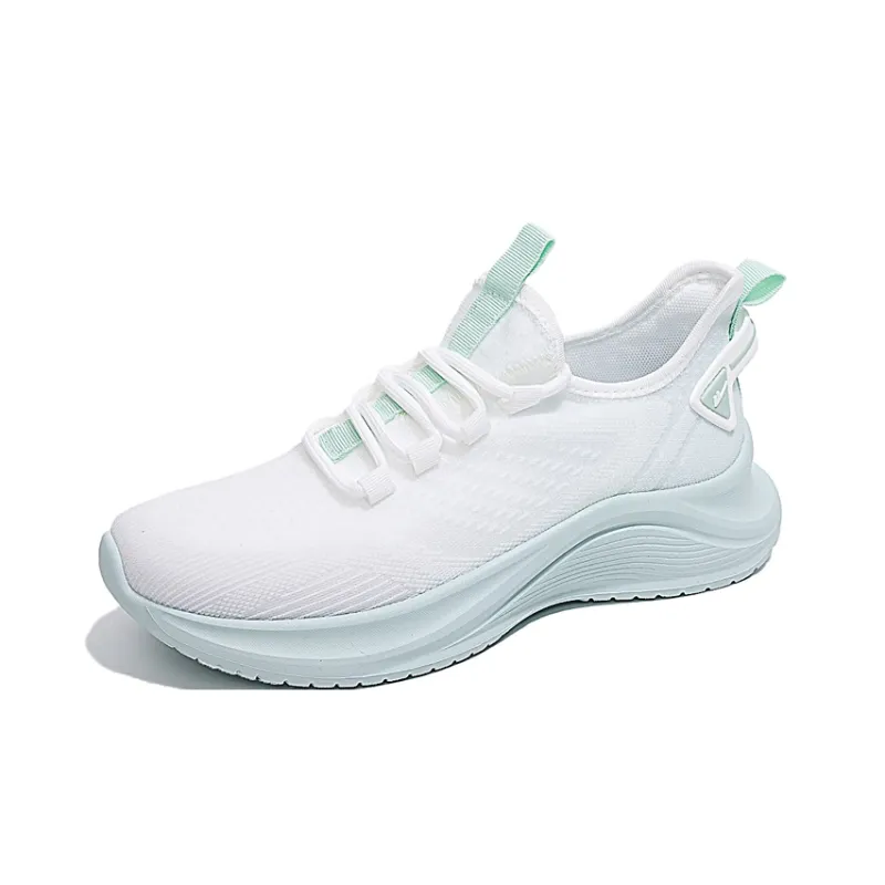 Warrior Breathable Lightweight Rebound Low Top Casual Running Shoes Women's White Light Green-1