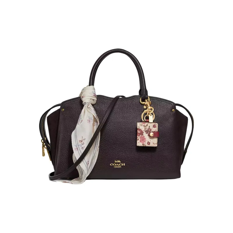 COACH Drew Litchi Grain Leather Crossbody Bags Shoulder Bags Handbags Large Size Women's Dark Deep Red-1