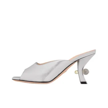 DIOR Tribales Slide Slippers 8cm Women's Silver