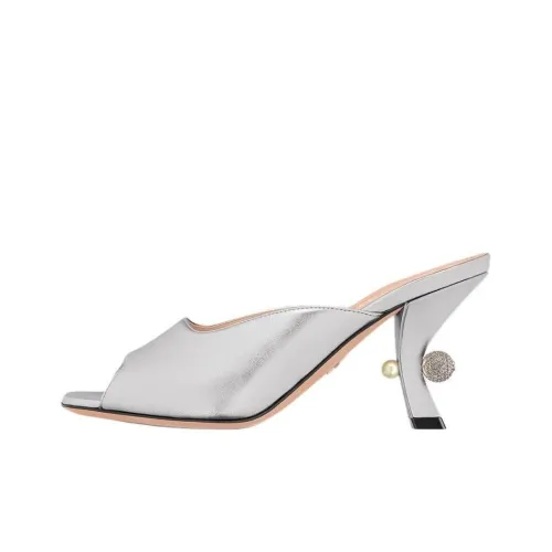 DIOR Tribales Slide Slippers 8cm Women's Silver