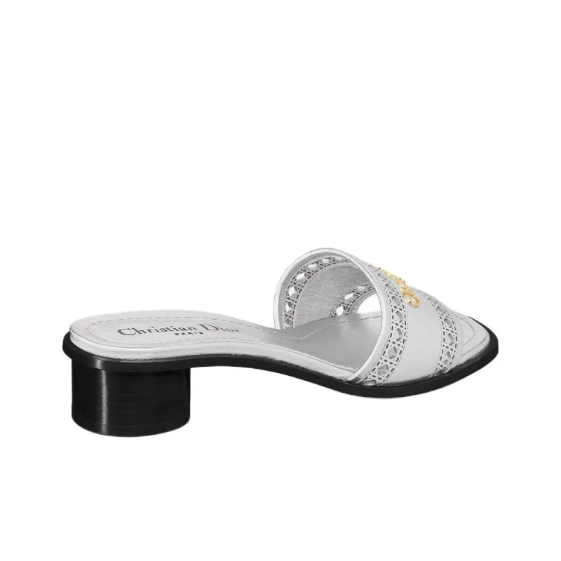 DIOR D-Lane Slide Slippers 3.5cm Women's Silver-3