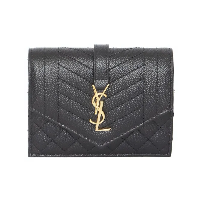 SAINT LAURENT Calfskin Wallet Women's Black-0