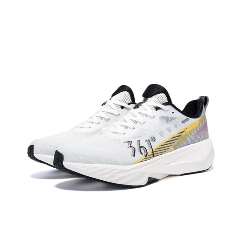 361° Wear-Resistant Rebound Breathable Low-Top Sprint Running Shoes Men's White Black Yellow-3
