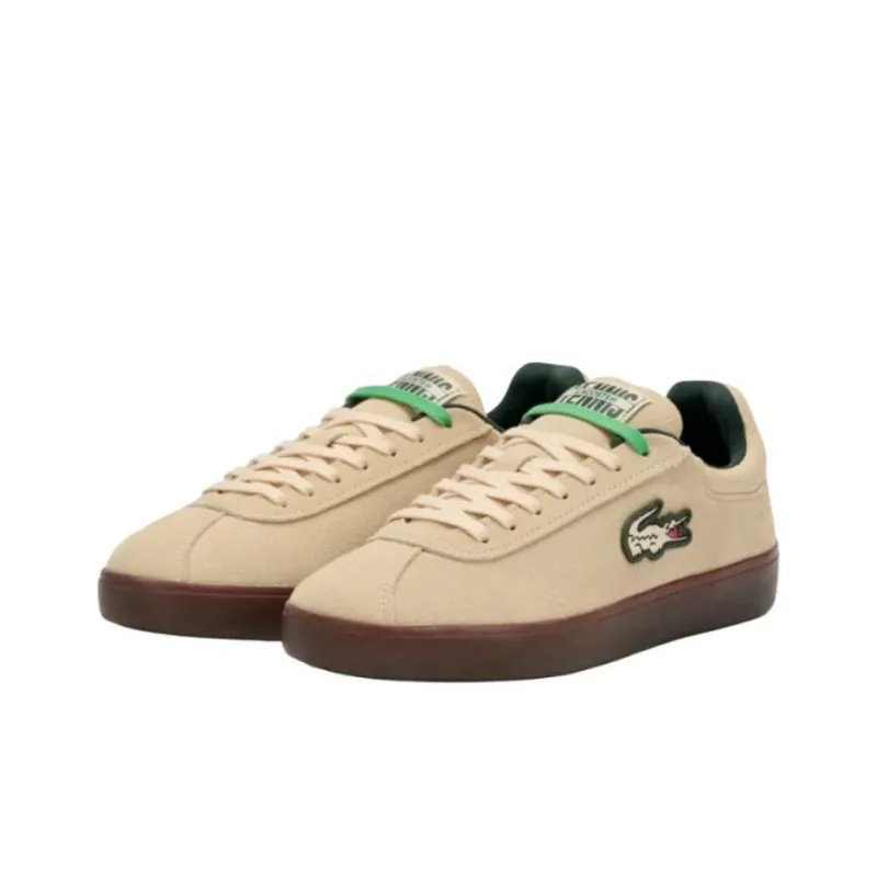 LACOSTE BASESHOT Anti Slip Wear Resistant Low Top Skateboard Shoes Women's Light Brown-1
