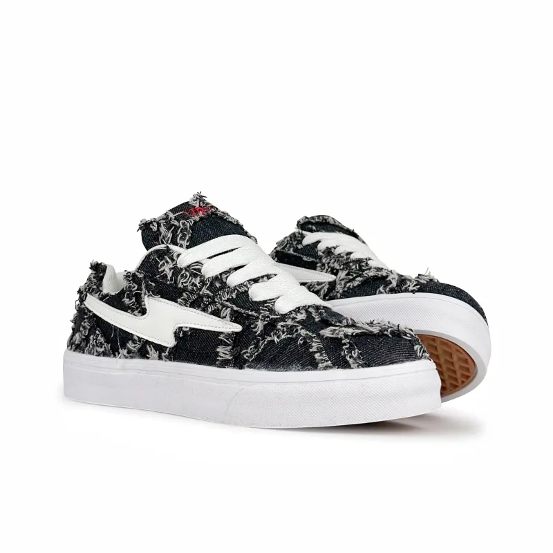 Rongchuan Anti-Slip And Wear-Resistant Lightweight Low-Top Skateboard Shoes Unisex Black Denim-2