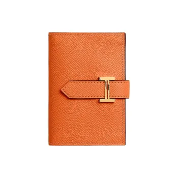HERMES Bearn Epsom Leather Wallet Mini Women's 93 Orange Hermes Orange