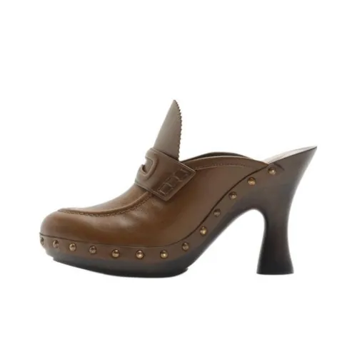 Burberry Closed Toe Slippers 7.5cm Women's Brown