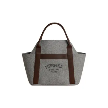 HERMES Groom Wool Handbag Women's Stainless Steel