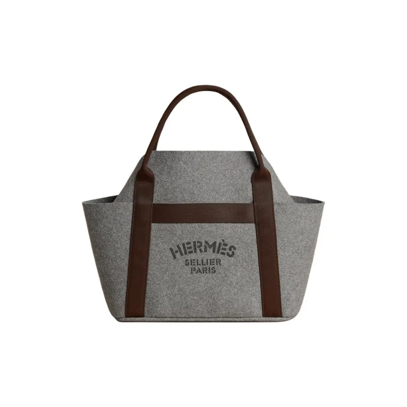 HERMES Groom Wool Handbag Women's Stainless Steel-0