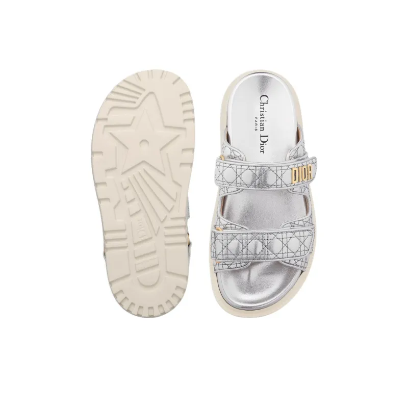 DIOR DiorAct Slip-Resistant Slide Slippers Women's Silver-4