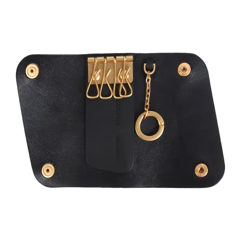Il Bisonte Cow Leather Key Pouch Women's Black-3