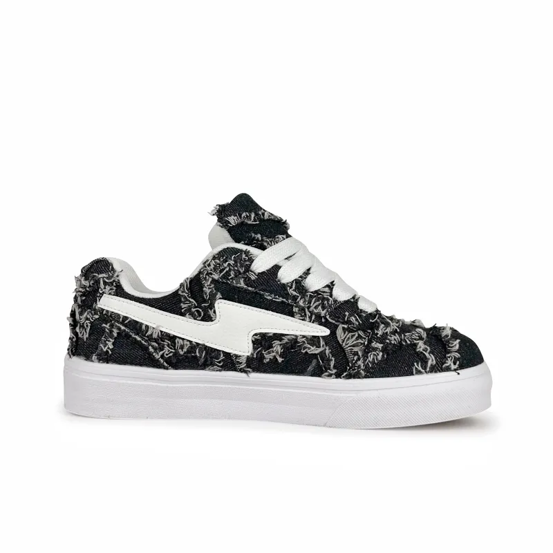 Rongchuan Anti-Slip And Wear-Resistant Lightweight Low-Top Skateboard Shoes Unisex Black Denim-1