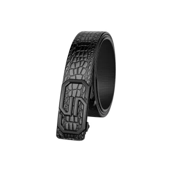 CATELLES Non Strap Crocodile Pattern Top Grain Cow Leather Leather Belts Men's Width  3.5cm