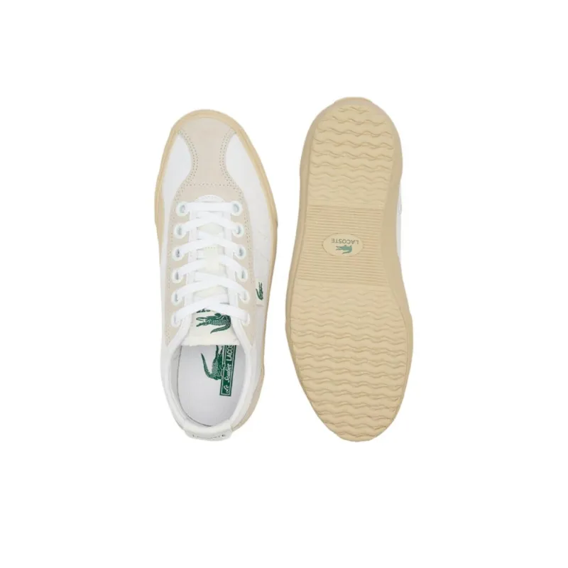 LACOSTE Low-Top Canvas Shoes Women's White Brown-3