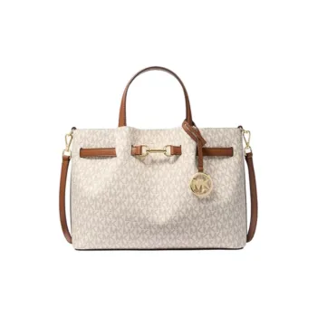 MICHAEL KORS Cow Leather One Shoulder Handbag Medium Size Women's Vanilla White & Acorn Brown