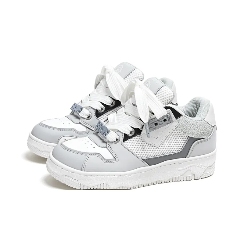 YJ x MKADC Anti-Slip And Wear-Resistant Height Increasing Low-Top Skateboard Shoes Unisex Gray-1