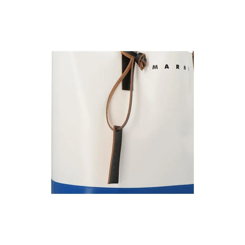 MARNI Tribeca Polyester Tote Bag Shopping Bag Shoulder Bag Handbag Regular Men's White/Blue-4