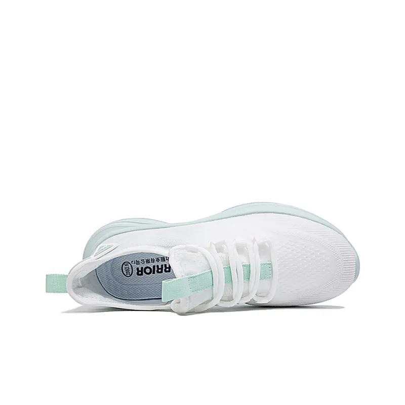 Warrior Breathable Lightweight Rebound Low Top Casual Running Shoes Women's White Light Green-2