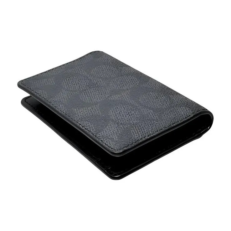 COACH Coated Canvas Card Holder Men's Charcoal & Black-3