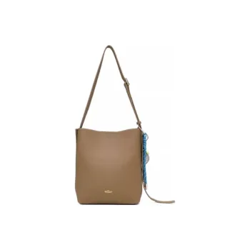 GOLDLION Cow Leather Bucket Bag, Shoulder Bag Trumpets Women's Elephant Gray/Black