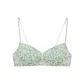 [Low Neckline Style]Light Grass Blue Print