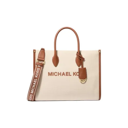 MICHAEL KORS Mirella Fabric One Shoulder Handbag Medium Size Women's Natural