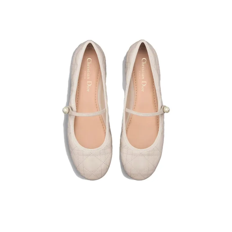 DIOR Flat Casual Single Shoes Women's Beige-3