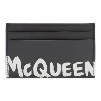 Alexander McQueen Graffiti Cow Leather Card Holder Card Holder Men's Black