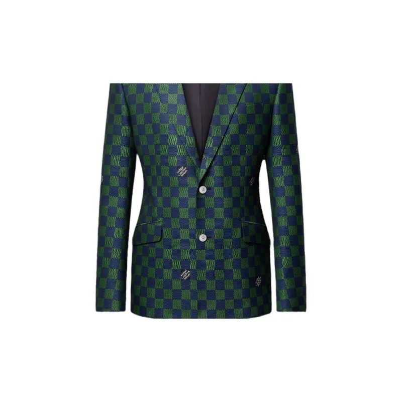 LOUIS VUITTON Jacquard Damier Wool Single Breasted Jacket-2