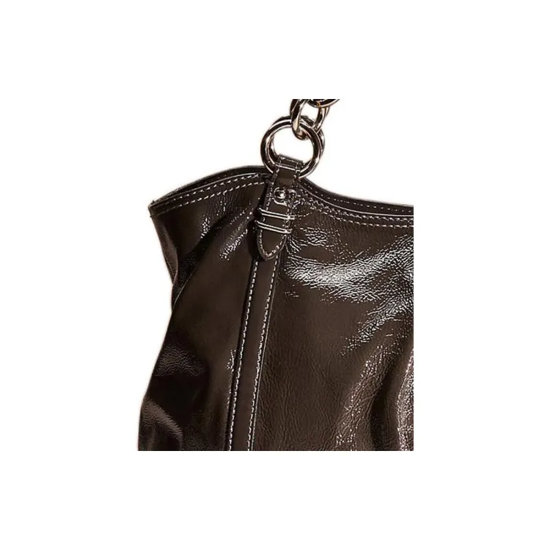 COACH Patent Leather Tote Bag, Shopping Bag, Handbag, Shoulder Bag Women's Light Black-2