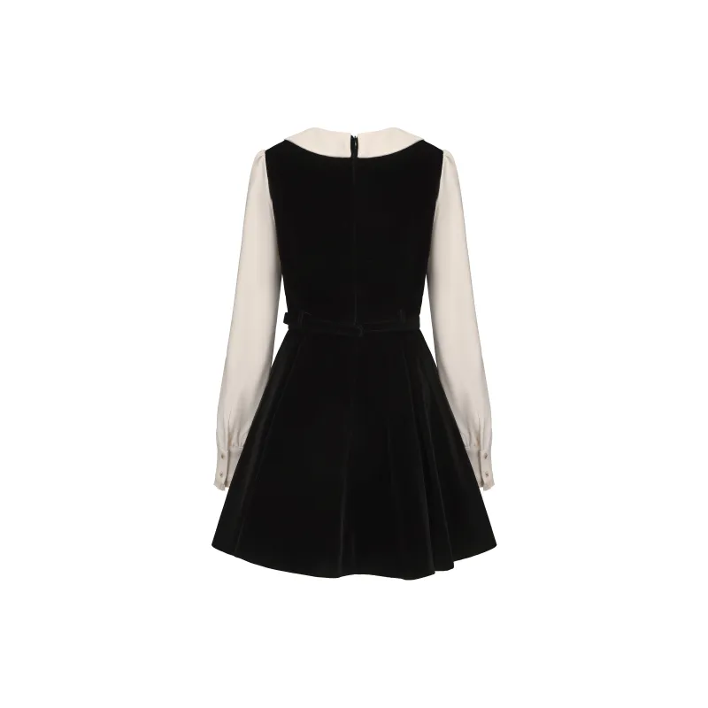 CHIWAWAMEME Long-Sleeved Dresses Women's Velour Black-1