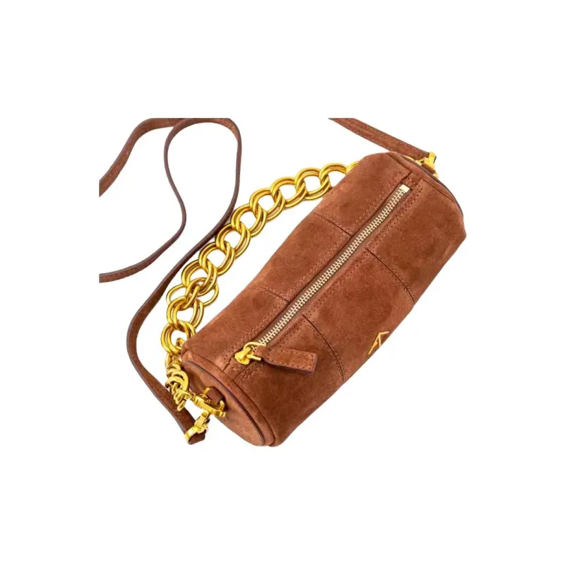 Manu Atelier Cow Leather Shoulder Bag Medium Size Women's Dark Brown-2