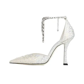Jimmy Choo Stevie 100 Slim Heel High Heels 10cm Women's Ivory White