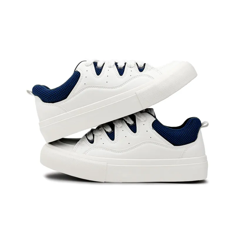 Mengsai Abrasion Resistant Slip Resistant Low Top Skateboard Shoes Men's Beige Blue-4