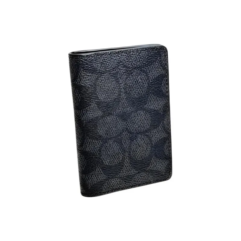 COACH Coated Canvas Card Holder Men's Charcoal & Black-1