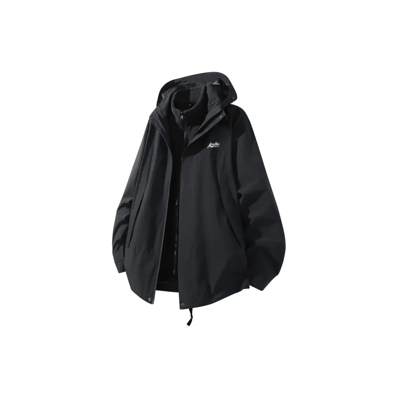 Kepu Waterproof And Windproof To Keep Warm Windbreaker Jacket Unisex Black-6