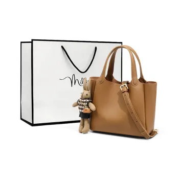 MILLIE'S Cow Leather With Synthetic Leather Handbag, Shoulder Bag, Crossbody Bag, Bucket Bag Regular Women's Caramel