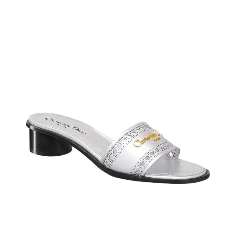 DIOR D-Lane Slide Slippers 3.5cm Women's Silver-2