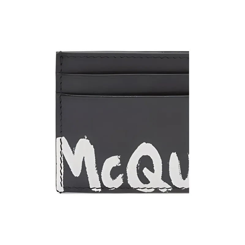 Alexander McQueen Graffiti Cow Leather Card Holder Card Holder Men's Black-4