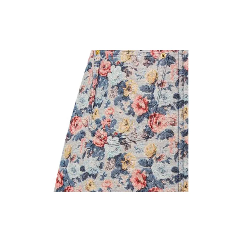 LOUIS VUITTON Floral Jacquard A Line Skirt-4