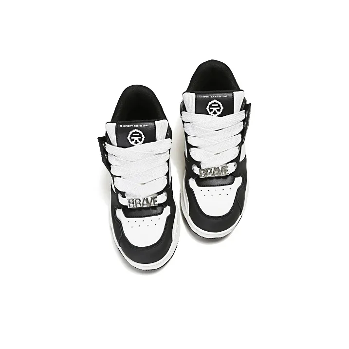 YJ x MKADC Height Increasing Anti-Slip And Wear-Resistant Low-Top Skateboard Shoes Unisex Black White-3