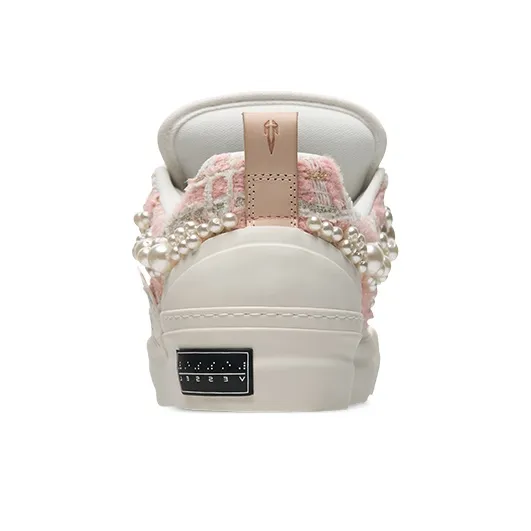 VESSEL Anti-Slip And Wear-Resistant Height Increasing Low-Top Skateboard Shoes Unisex Pink White-4