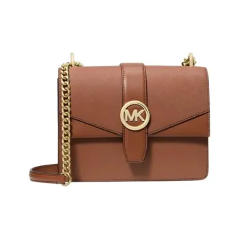 MICHAEL KORS Greenwich Cow Leather Shoulder Bag, Crossbody Bag Small Size Women's Leather Brown