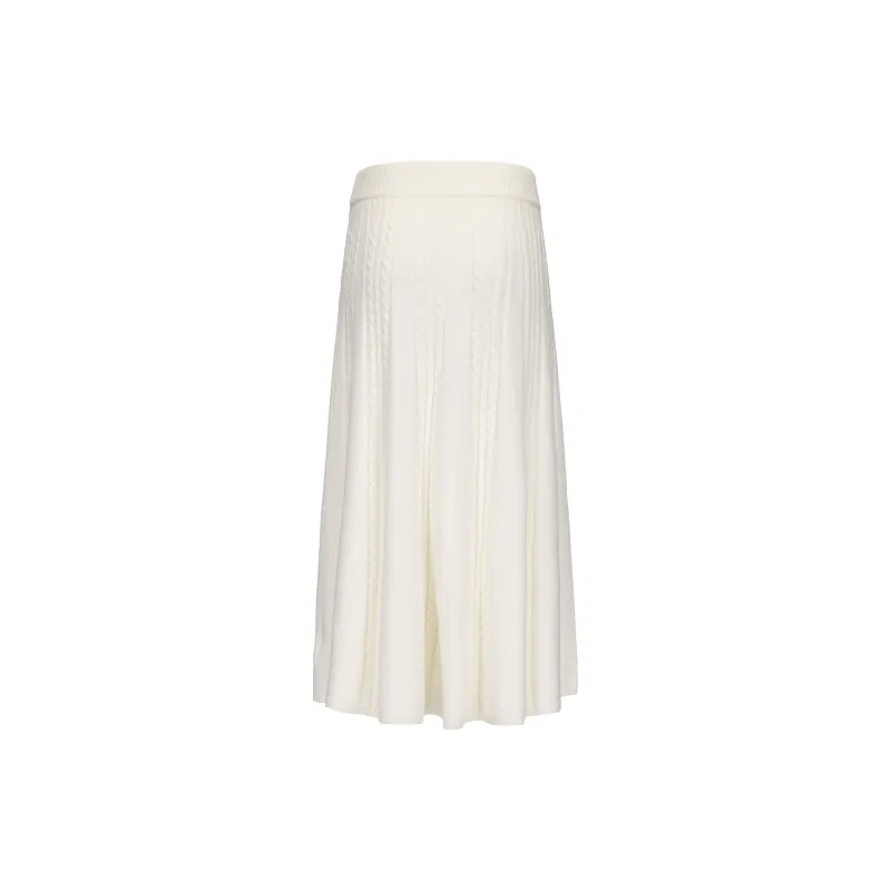 CHIWAWAMEME Knit Long Skirts Women's Gentle White Long Skirt-1
