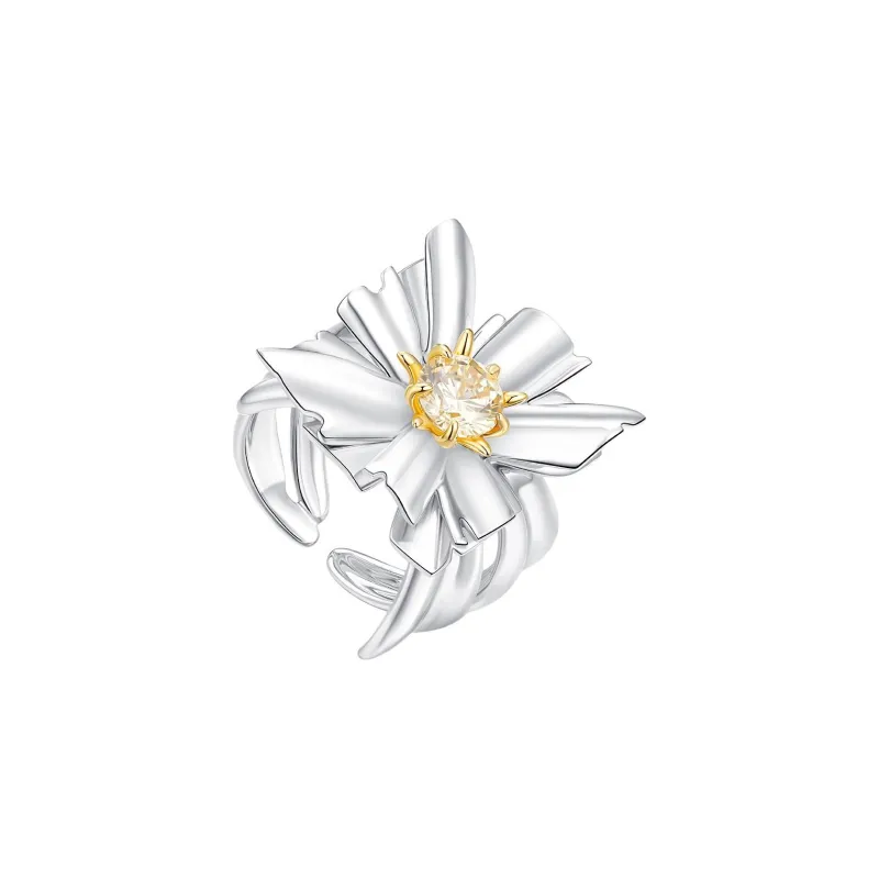 YVMIN 18K Gold 5A Sparkling Zircon Rings Unisex Silver-0